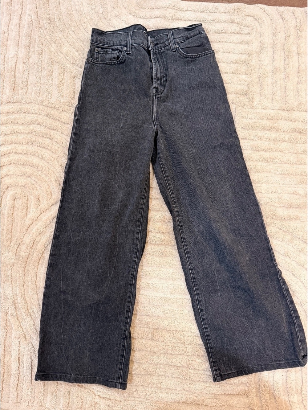 7 For All Mankind Women's Wide Leg Jeans in Black Wash Size 23